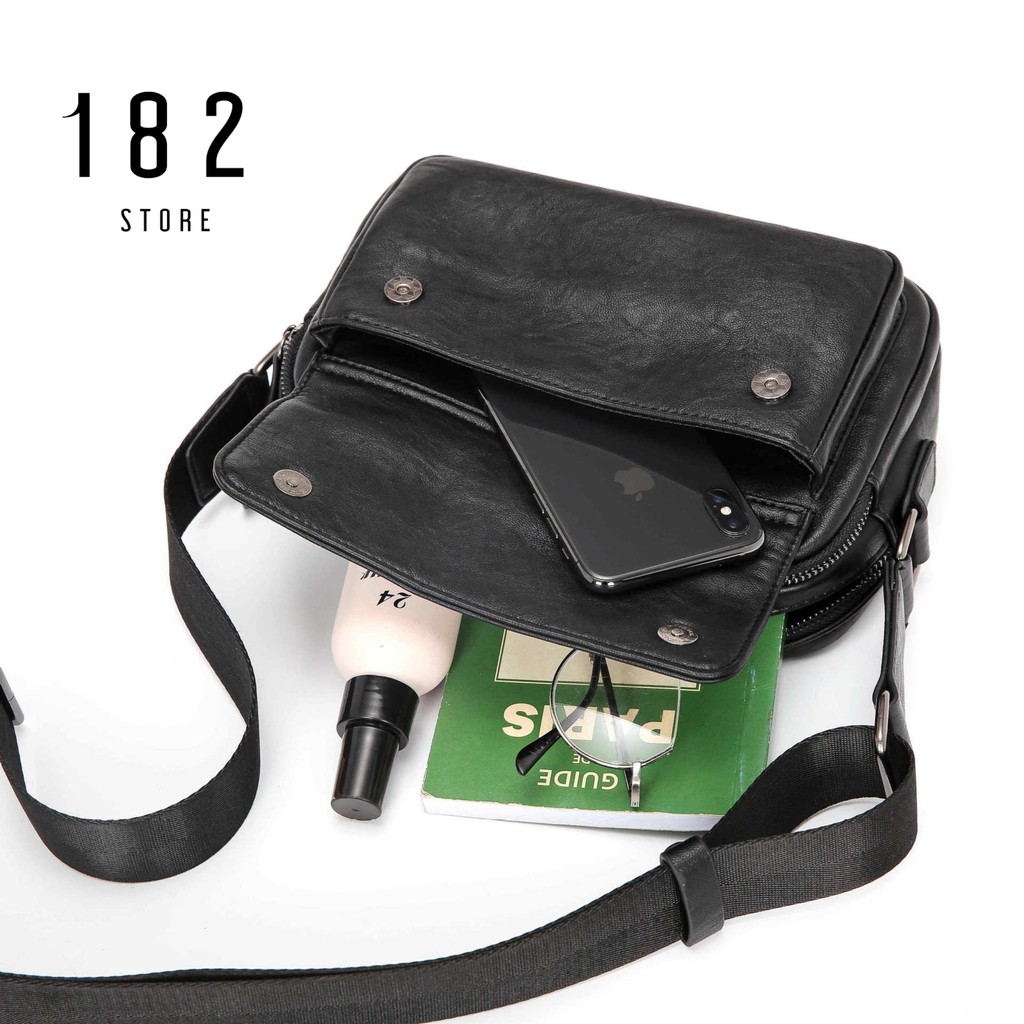 Túi Đeo Chéo Nam Bằng Da Mềm Dạng Hộp Nhiều Ngăn Cao Cấp, Đeo Vai Đi Chơi Dạo Phố Tiện Lợi  - The Black Box | BigBuy360 - bigbuy360.vn