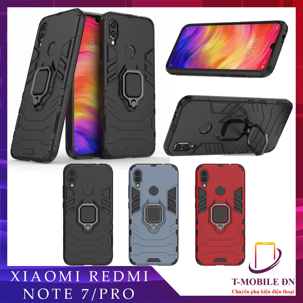 Ốp lưng Xiaomi Redmi Note 7/ Redmi Note 7 Pro iron man chống sốc kèm nhẫn iring chống xem video tiện lợi