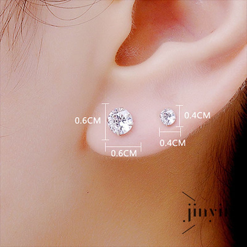 GETNOIVAS Bông tai xỏ bằng bạc Sterling 925 và zircon thời trang