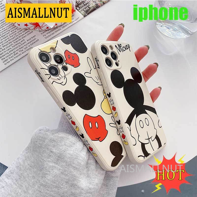 iPhone Case Casing Mouse Straight edge Liquid Silica iPhone6 6s 7 8 Plus X XS XR XSMAX 11 12 Anti-fall Lens Protection Soft Case Cover AISMALLNUT