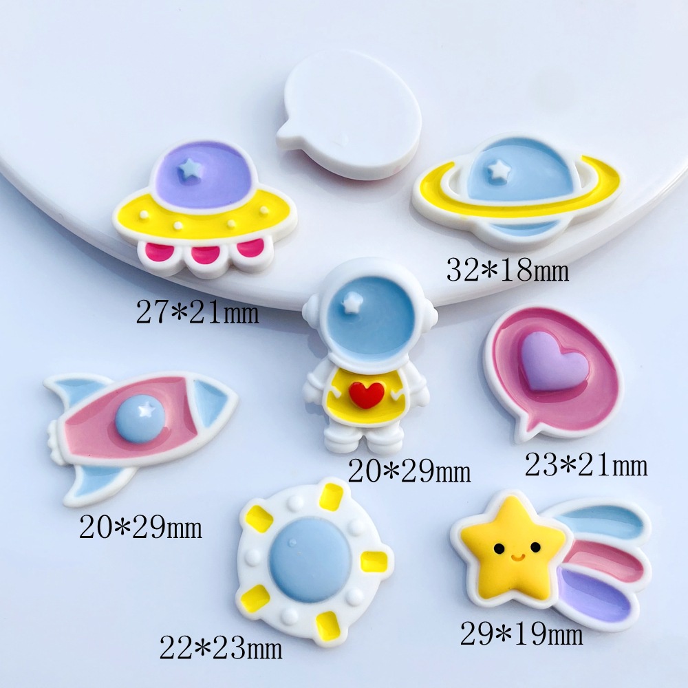 Set 10 Phụ Kiện Kẹp Tóc/Điện Thoại Hình Phi Hành Gia/Tàu Không Gian/Tàu Vũ Trụ Mini DIY