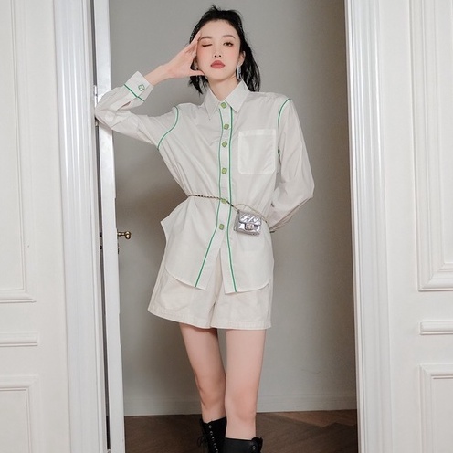 Áo Sơ Mi Mushroom Lee - Hàng Nút Vuông Line Green