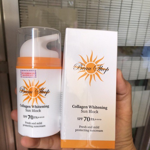 KEM CHỐNG NẮNG COLLAGEN NÂNG TÔNG DƯỠNG TRẮNG BEAU SHOP SPF 70 PA++++