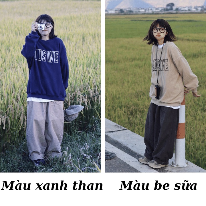 Áo sweater nữ/Áo nỉ form rộng tay bồng in chữ OUSWE phong cách ulzzang chất nỉ siêu dày RÔ STORE SW26 | BigBuy360 - bigbuy360.vn