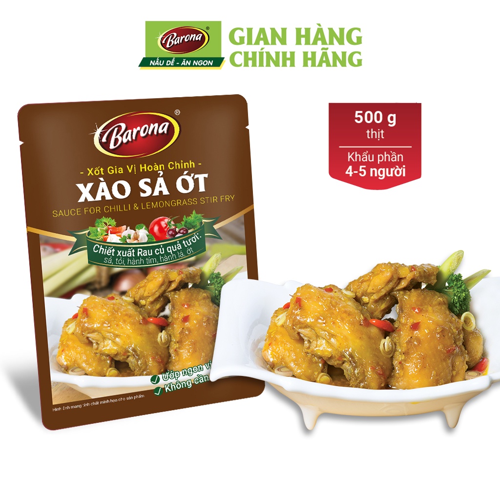 Gia Vị Xào Sả Ớt Barona 80g ướp ngon chuẩn vị không cần nêm nếm