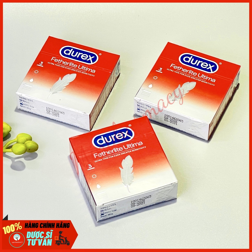 Bao cao su DUREX Fetherlite Ultima Kiểu dáng thẳng, độ mỏng cao Che tên sản phẩm - Minpharmacy