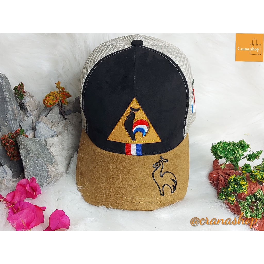 Mũ lưỡi trai con gà Pháp dáng thể thao ôm đầu vải da lộn cao cấp phối lưới thoáng mát, shop bao check hàng