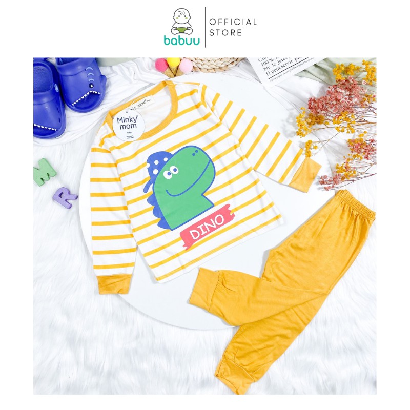 Bộ Minky Mom Dài Tay Cho Bé Gái Bé Trai 0 1 2 3 4 5 6 Tuổi  Vải Thun Lạnh-Quần Áo Trẻ Em Đồ Bộ Cho Bé BABULALA DT01