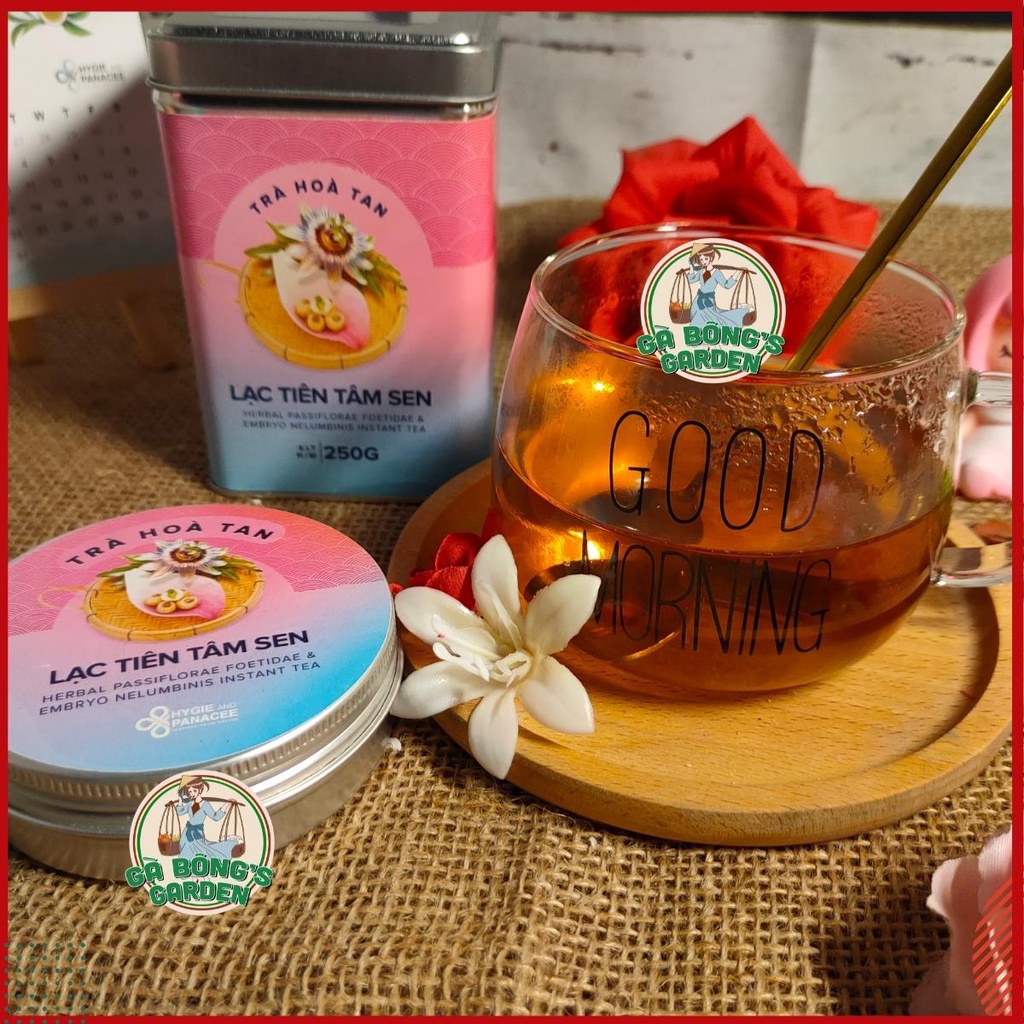 Trà Lạc Tiên Tâm Sen Hòa Tan Hygie & Panacee Hỗ Trợ Mất Ngủ, Ngủ Ngon, Thư Giãn Hộp 250g