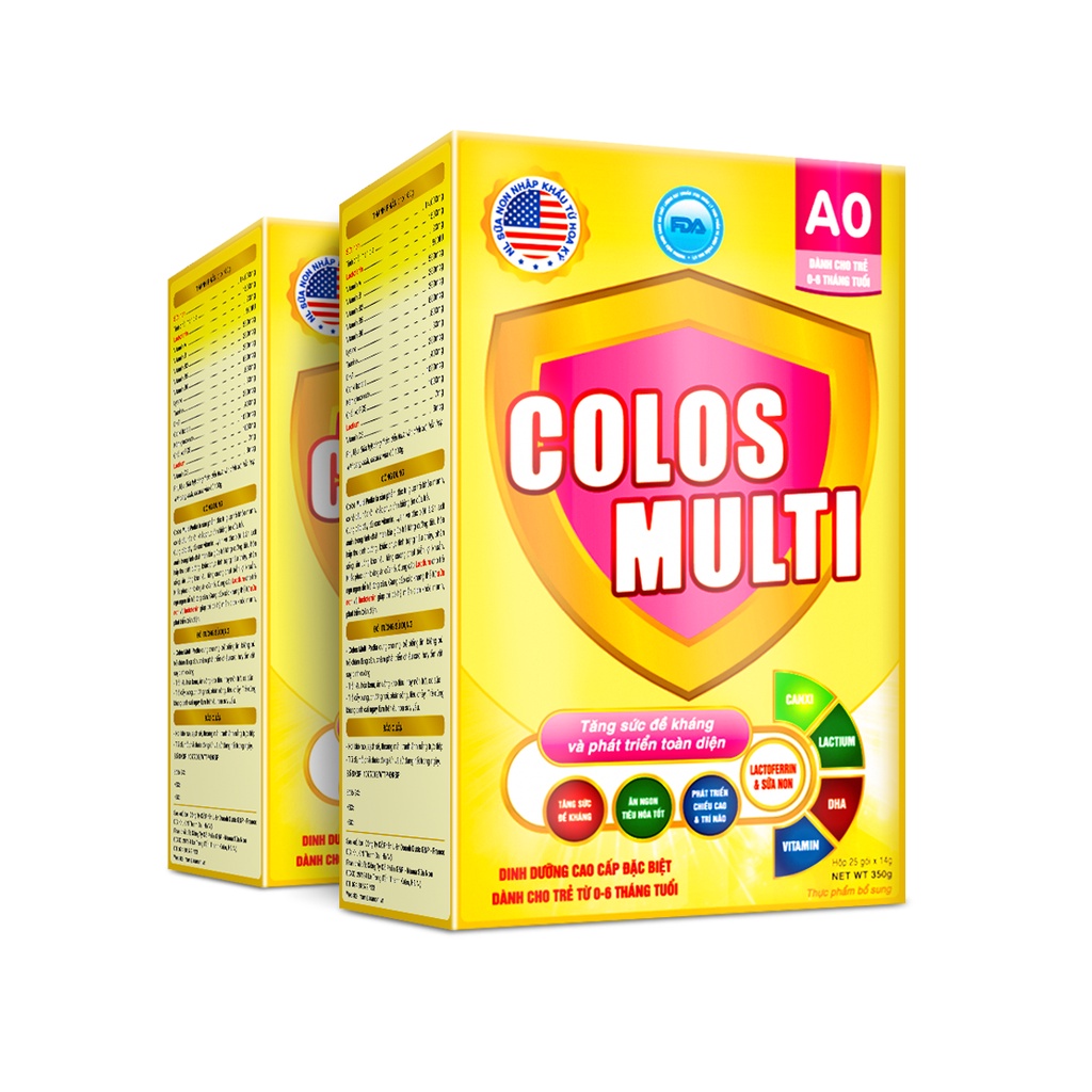 [Mã MKBCOL5 giảm 10% đơn 600K] Combo 2 hộp Sữa non Colosmulti A0 hộp 25 gói x14g hỗ trợ tăng cường sức đề kháng cho trẻ