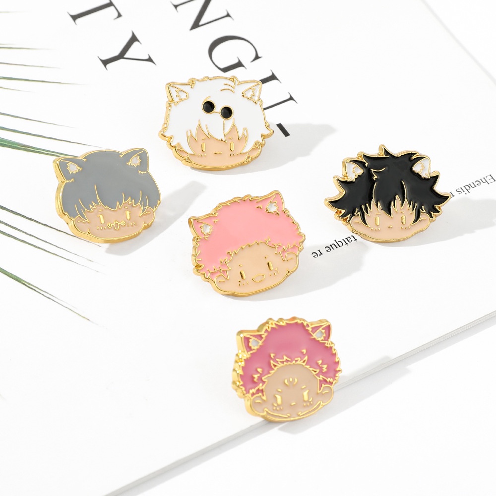 Jujutsu kaisens men ghim phim hoạt hình kawaii gojo satoru fushiguro megumi itadori yuji huy hiệu trâm cài áo ghim anime trang sức quà tặng huy hiệu