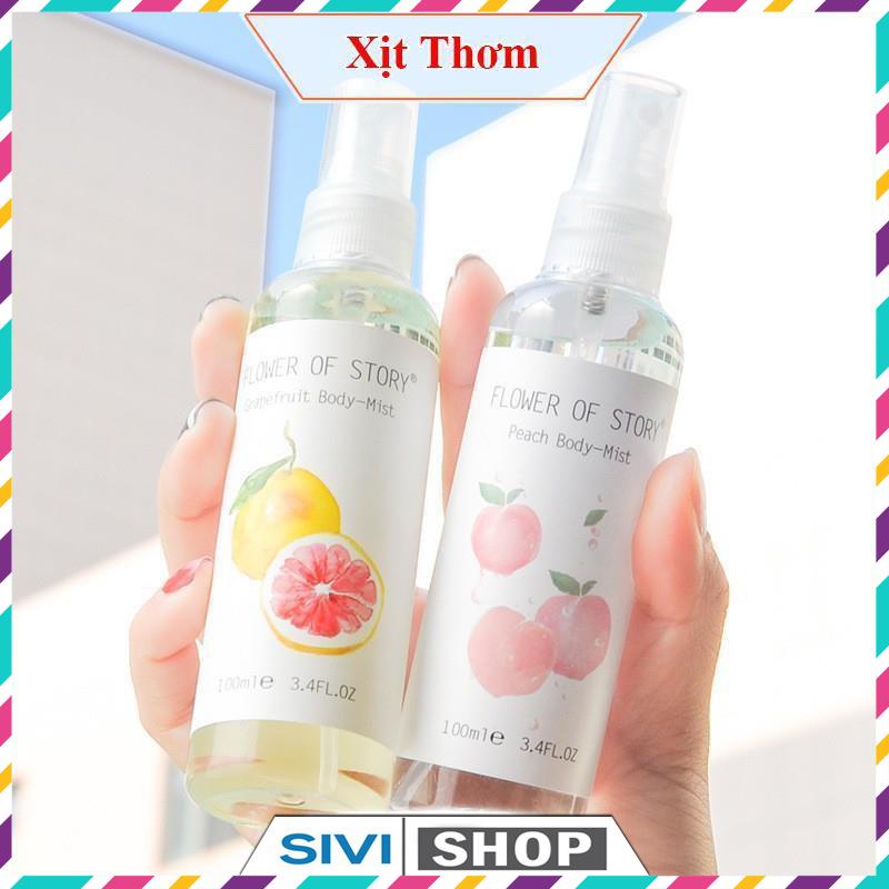 Xịt thơm 2in1 body và xịt thơm phòng Flower Of Story 100ml hương hoa quả