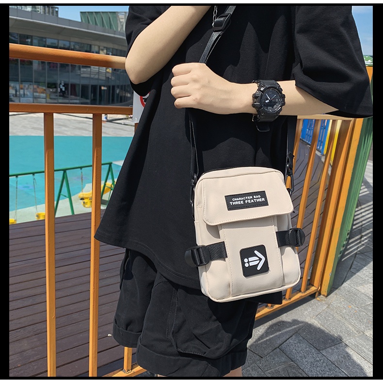 Túi đeo chéo nam nữ vải canvas 3 ngăn thời trang Hàn Quốc đi học đi chơi-Hot 2022 Garemstore