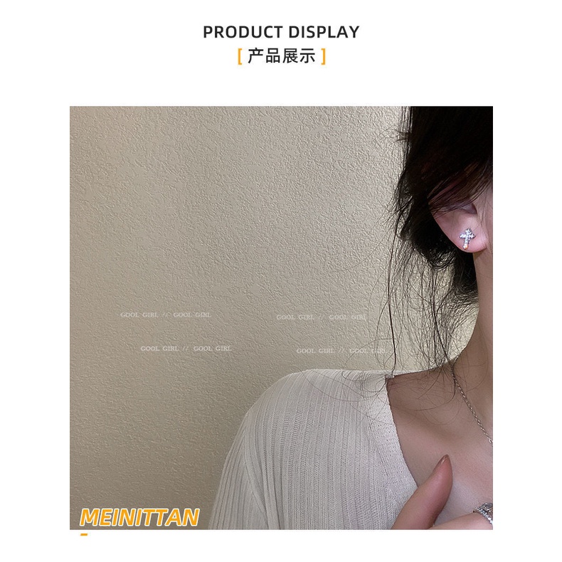 Bông Tai Thời Trang Kiểu Đinh Tán 95 Đính Đá Bằng Bạc Phong Cách Nhật Hàn Cho Nữ