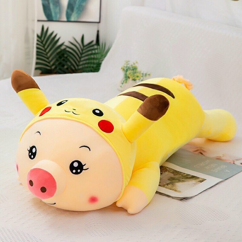 Gấu Bông, Gối ôm Heo Pikachu, Lợn Biến Hình Pikachu Đủ Size Heo Biến Hình Màu Vàng Dễ Thương