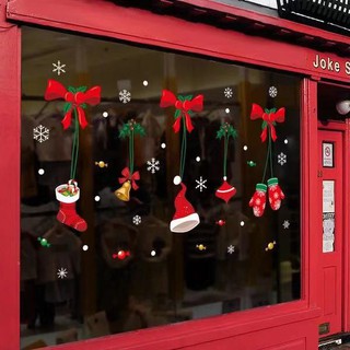 Decal trang trí Noel - rèm noel đỏ
