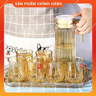 CHÍNH HÃNG - Bình đựng nước thủy tinh vàng 1000ml,bình thủy tinh đựng nước cao cấp