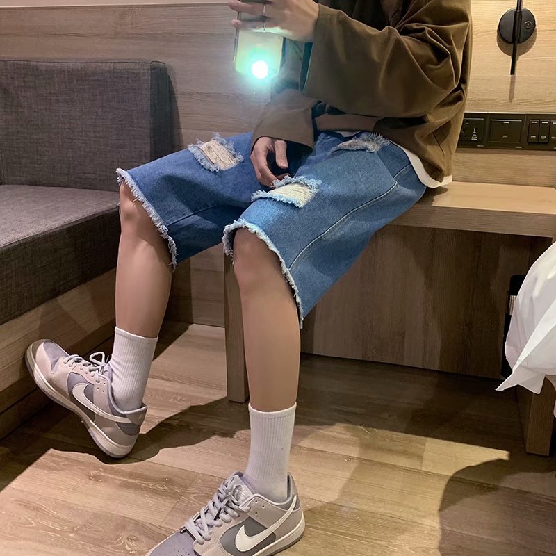 Men's Fashion Torn Jeans Shorts Size S-2Xl