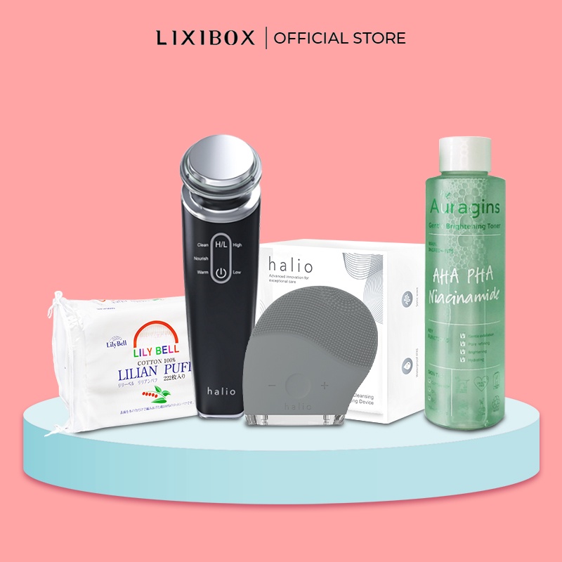 Beauty Box Chăm da sạch sâu (Combo Máy Rửa Mặt, Máy Đẩy Tinh Chât, Bông Tẩy Trang, Tonner Full Size)