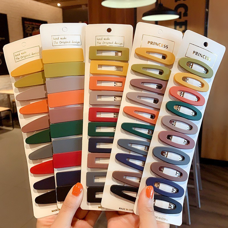 Set 20 kẹp bấm trơn màu pastel túi zip hoa cúc (giọt nước, chữ nhật)