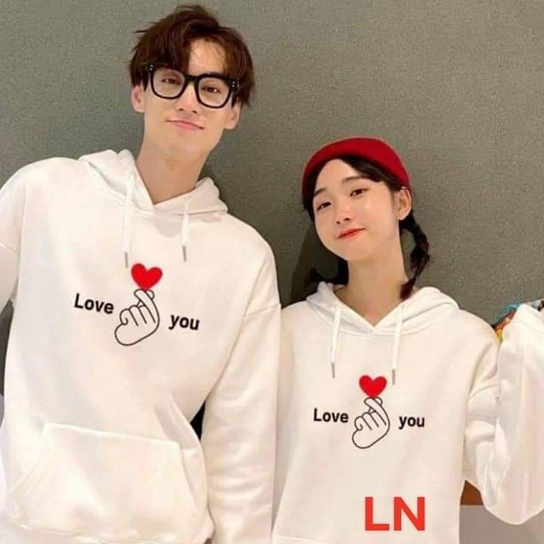 [Mã FAMARAL2 giảm 10K đơn 50K] Ái Nỉ Hoodie mũ đôi nam nữ LoVe You tim đỏ-chất nỉ cotton dày co dãn mềm-Ln