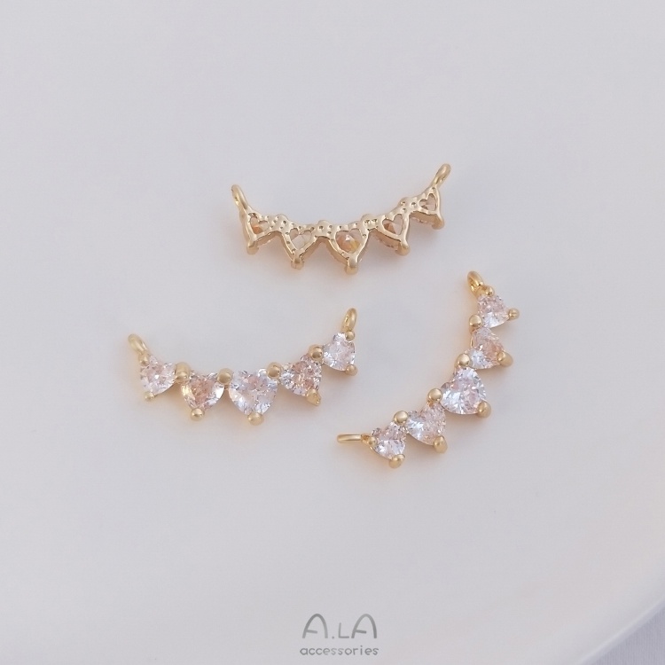 💖Trang sức DIY phụ kiện💖Mặt Dây Chuyền Mạ Vàng 14k Hình Ngôi Sao / Trái Tim Đính Đá Zircon Nhiều Màu Sắc