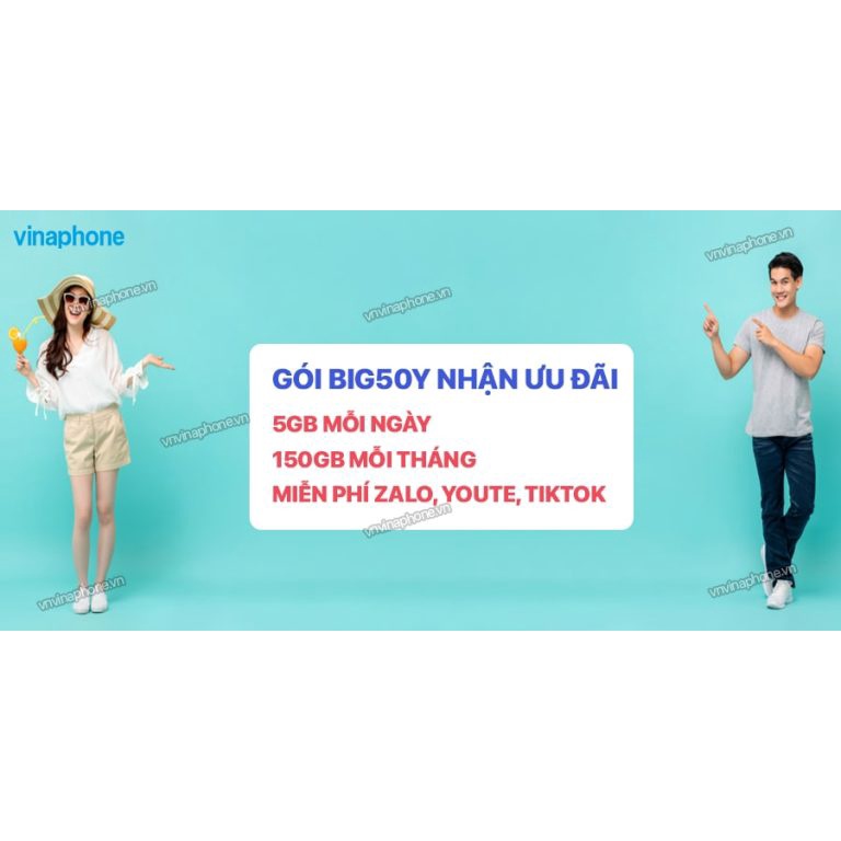 Sim 4G Vinaphone VD149 Data 120Gb, VD89/Fhappy 60Gb/tháng BIG50Y U1500 Max Băng Thông 500Gb/Th. D500/D500T 5gb/tháng