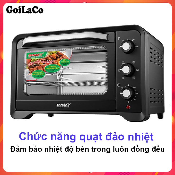 Lò Nướng SANAKY 30 lít VH-309S2D – màu đen - Sơn tĩnh điện