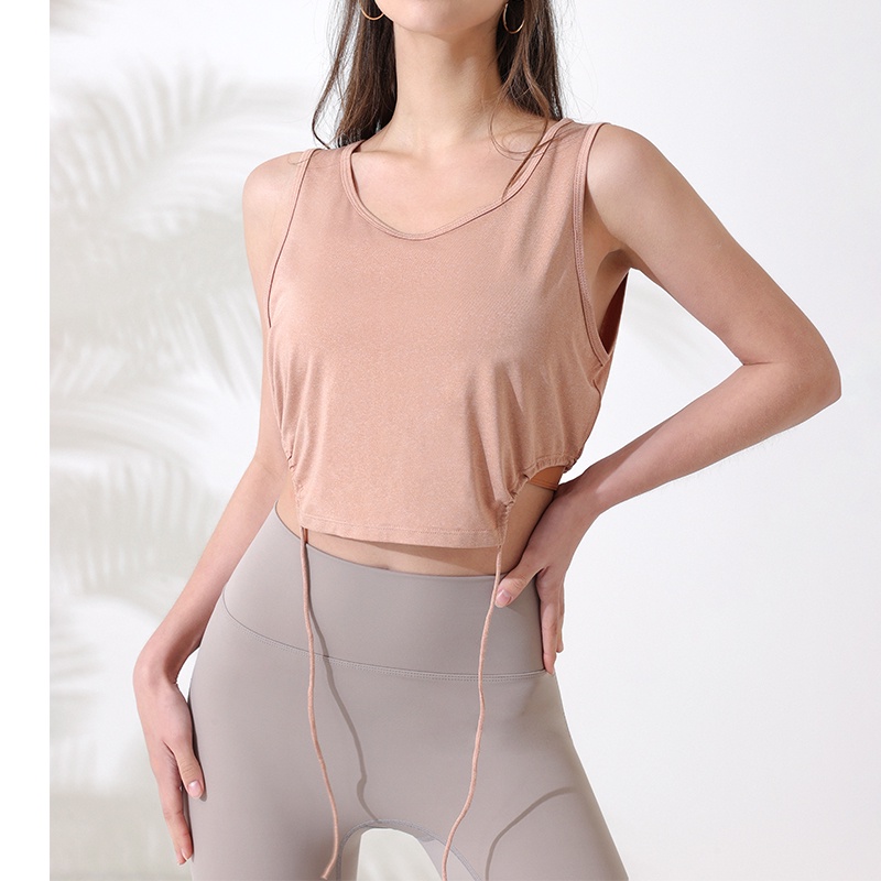 Áo thun thể thao sát nách phối dây rút chất liệu nhanh khô thời trang quyến rũ cho nữ