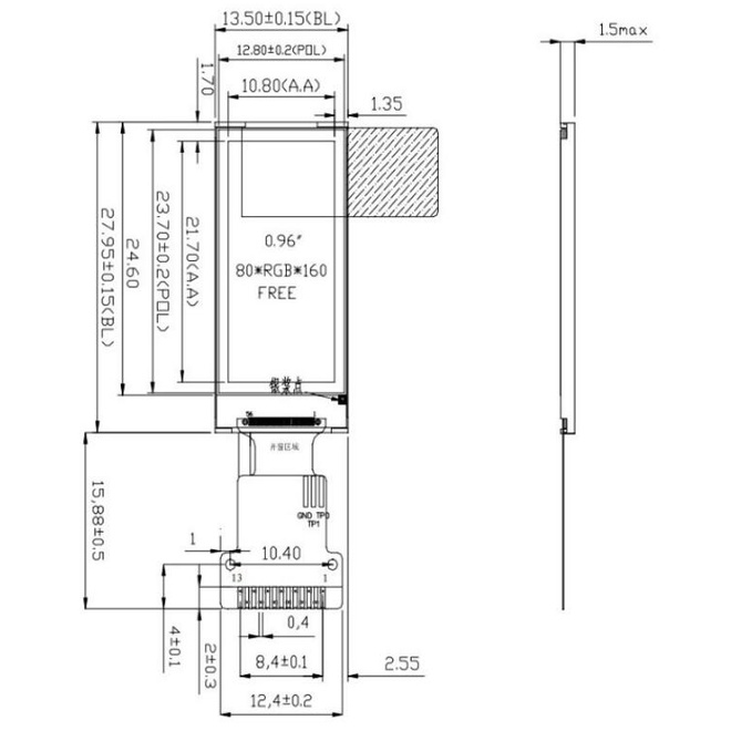Mô Đun Màn Hình lcd 0.96 "0.96 inch ips tft st7735 80rgb * 160 dot-matrix 3.3v spi Chất Lượng Cao