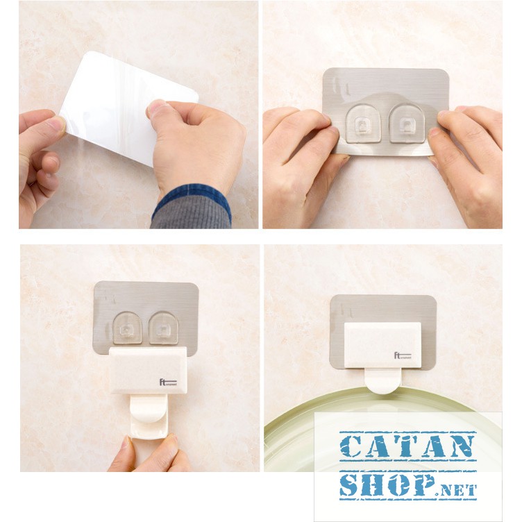 Móc Nhựa Dán Tường Treo Thau Chậu, Khăn, Giá Gắn Tường Treo Đồ Nhà Bếp, Nhà Tắm GD378-MTreoThau-2T