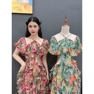Váy voan hoa tơ dập ly