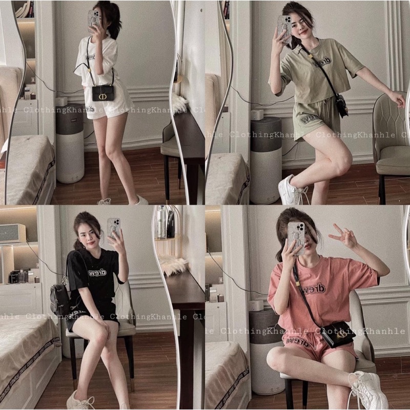 Set bộ croptop chữ DREW