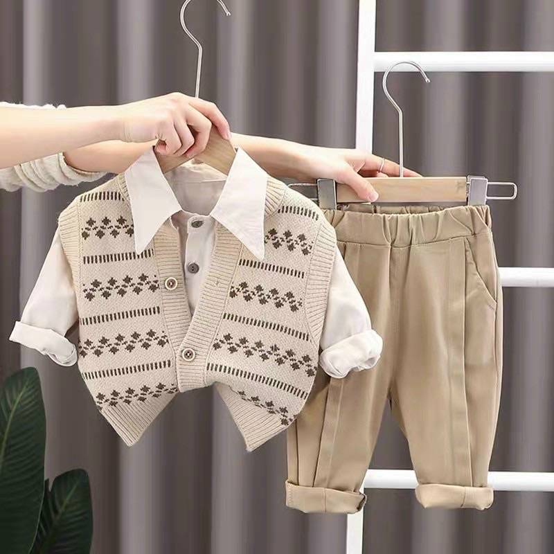 Sét bộ công tử len 3 chi tiết cao cấp cho bé 10-20kg