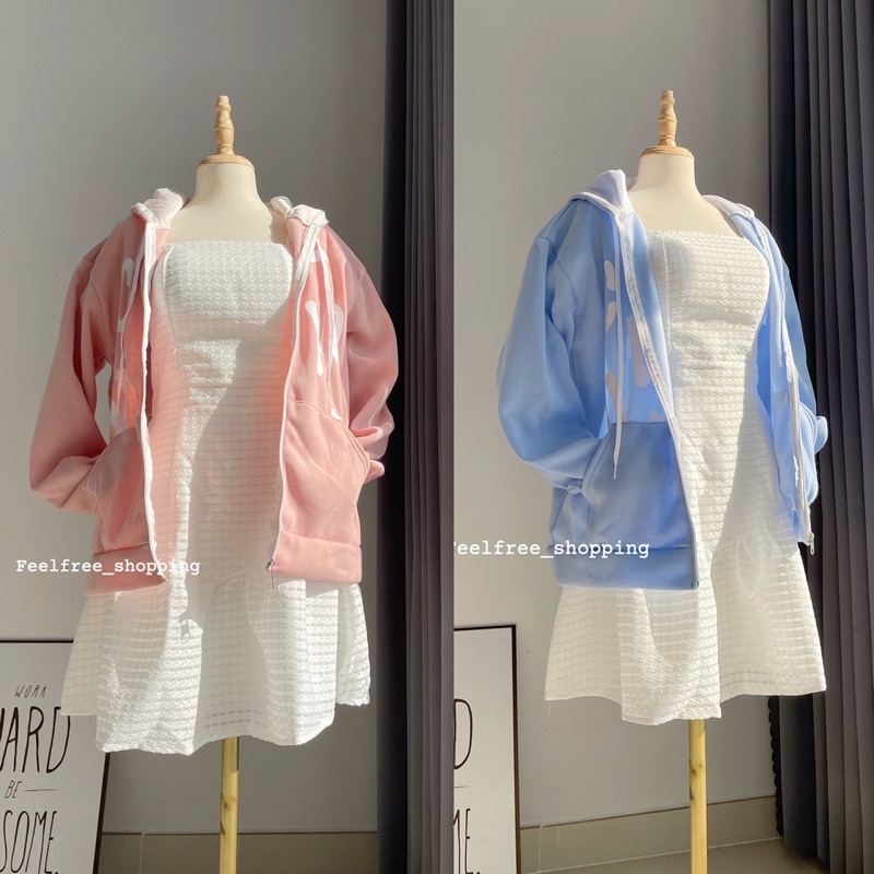 Áo Khoác Hoodie Zip Lót Bông (Hình Thật)