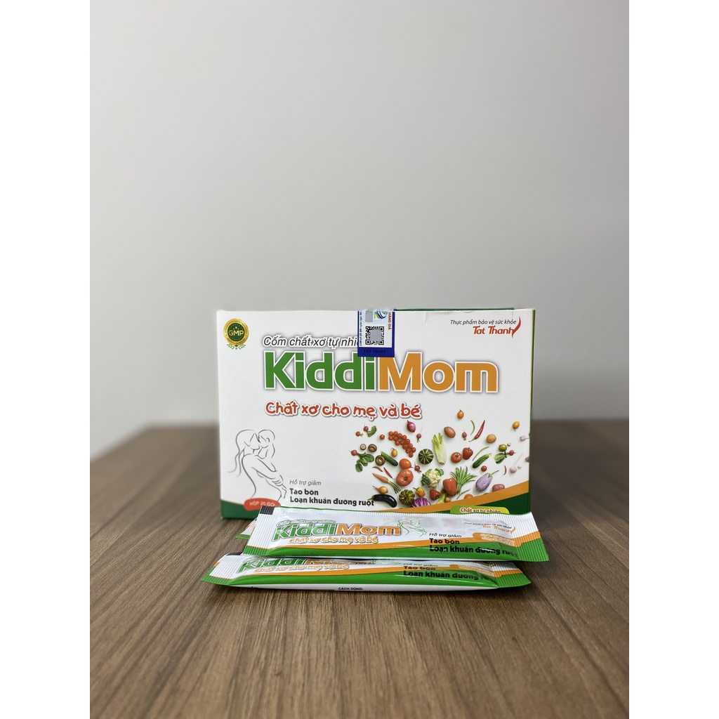 Cốm chất xơ tự nhiên KiddiMom Tất Thành Pharma cho mẹ và bé ngừa táo bón cải thiện đường ruột hộp 20 gói