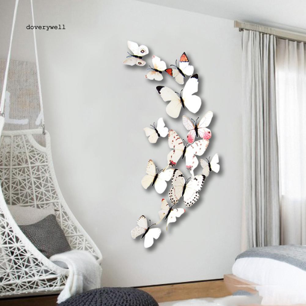 Bộ 12 con bướm 3D dán tường