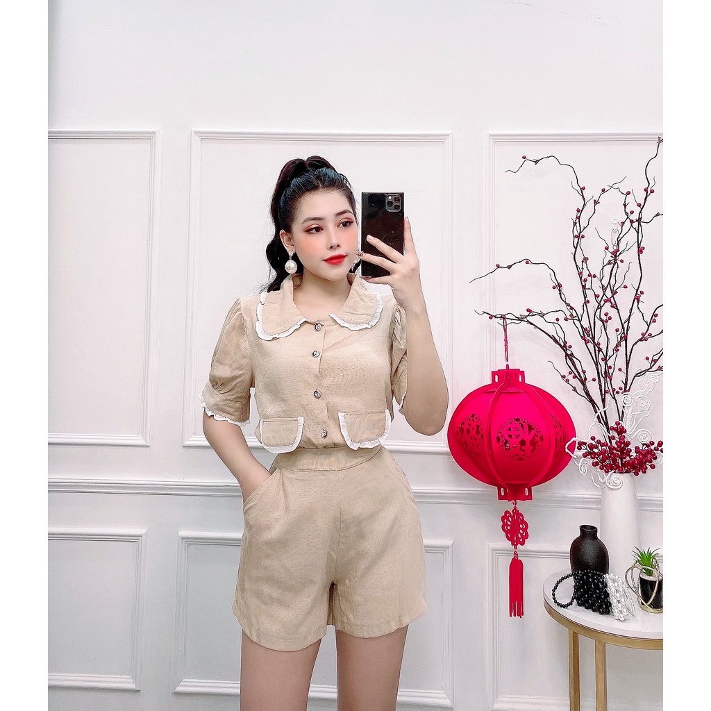 Set đùi nữ, set nữ dạ thô newbrand 2 màu nude xanh đủ size S M L SKUS-10