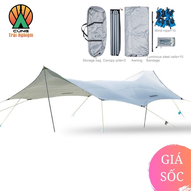 [CHÍNH HÃNG] Tấm Tăng Dã Ngoại Moraine Che Nắng Mưa Cắm Trại CHỐNG NƯỚC NatureHike NH19TM004