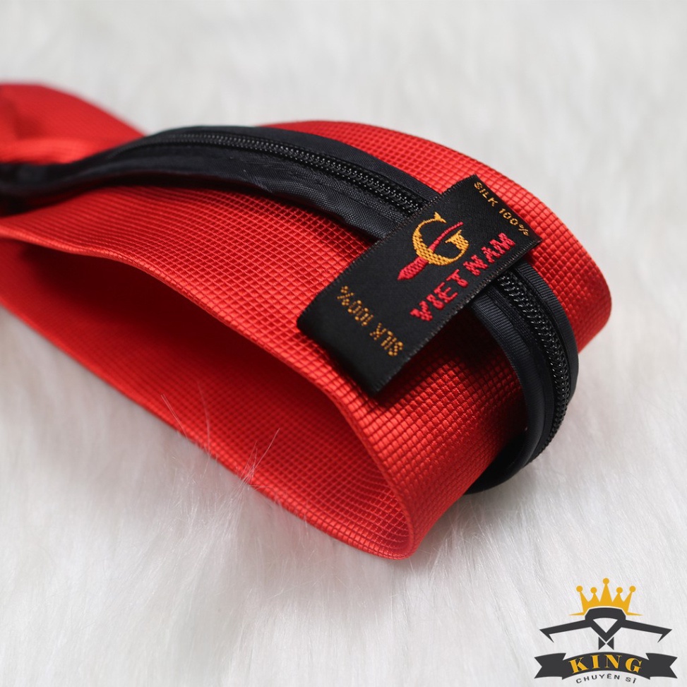 Cà vạt nam dây kéo 8cm, Caravat bản lớn KING Cavat nam thắt sẵn cao cấp vải silk lụa 100%, 3 lớp công sở MC C0022