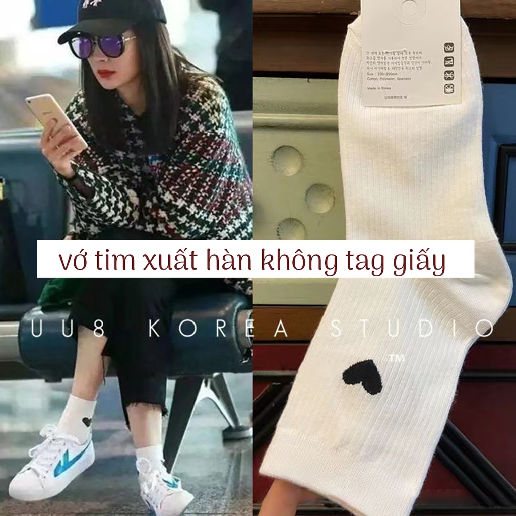 Vớ Cổ Trung Tim Xuất Hàn - Tất Họa Tiết Tim