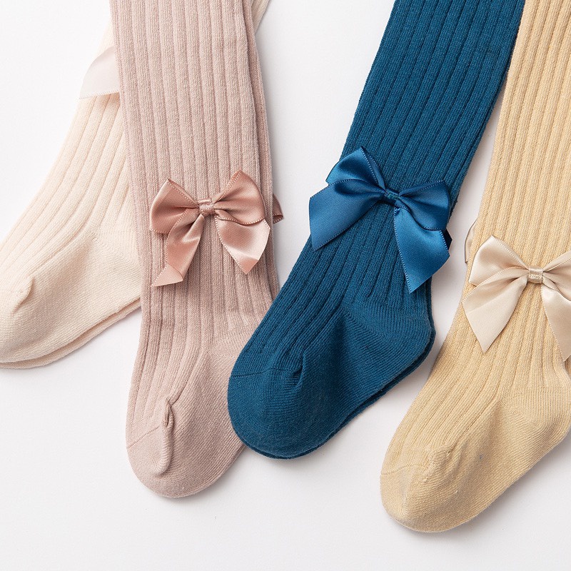 Quần tất cho bé, quần tất hàng xuất Hàn đính nơ bé gái