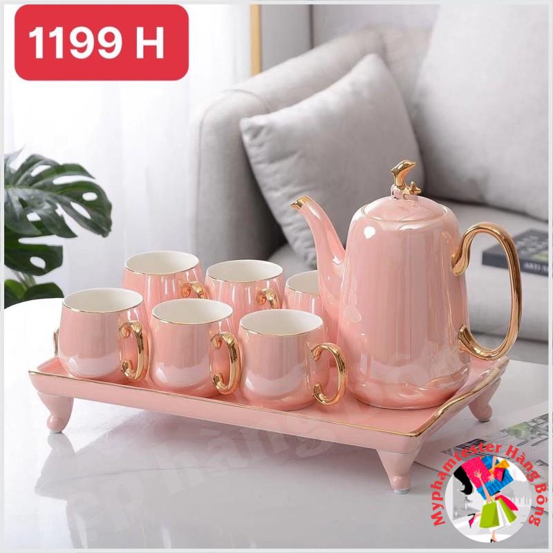 (SIÊU ĐEP) Bộ ấm chén sứ ánh ngọc trai sang trọng mã 1199