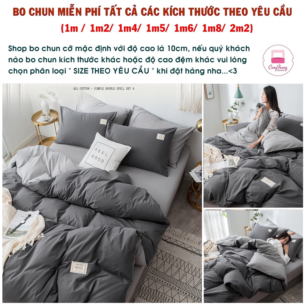 Bộ chăn ga gối cotton TiCi cao cấp KHÔNG BAI XÙ,  hàng nhập khẩu một màu - ( BO CHUN THEO YÊU CẦU) | BigBuy360 - bigbuy360.vn