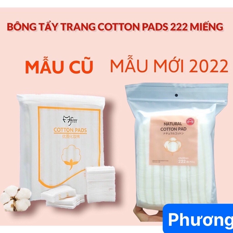 BÔNG TẨY TRANG 3 LỚP 222 MIẾNG NATURAL COTTON PAD - MẪU MỚI NĂM 2022 - CHẤT LIỆU TỐT HƠN