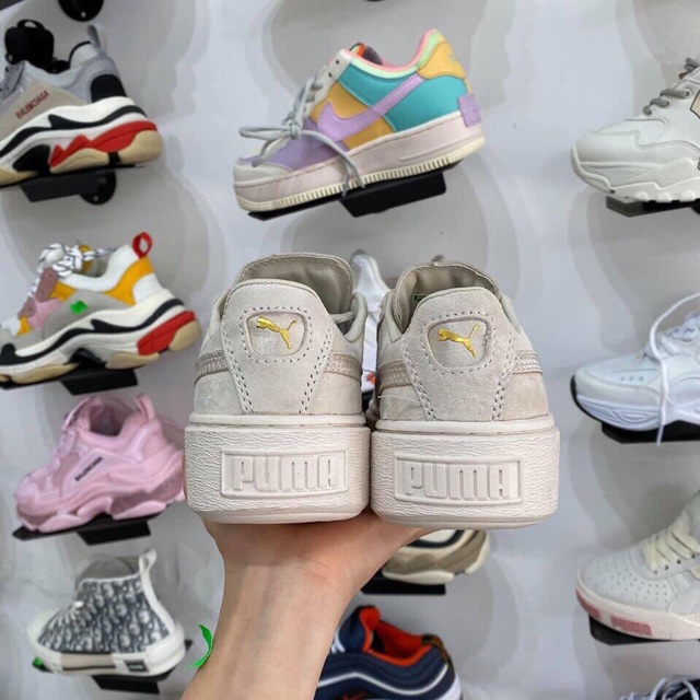 Giày thể thao kiểu dáng mới dáng xinh hot da nỉ màu kem