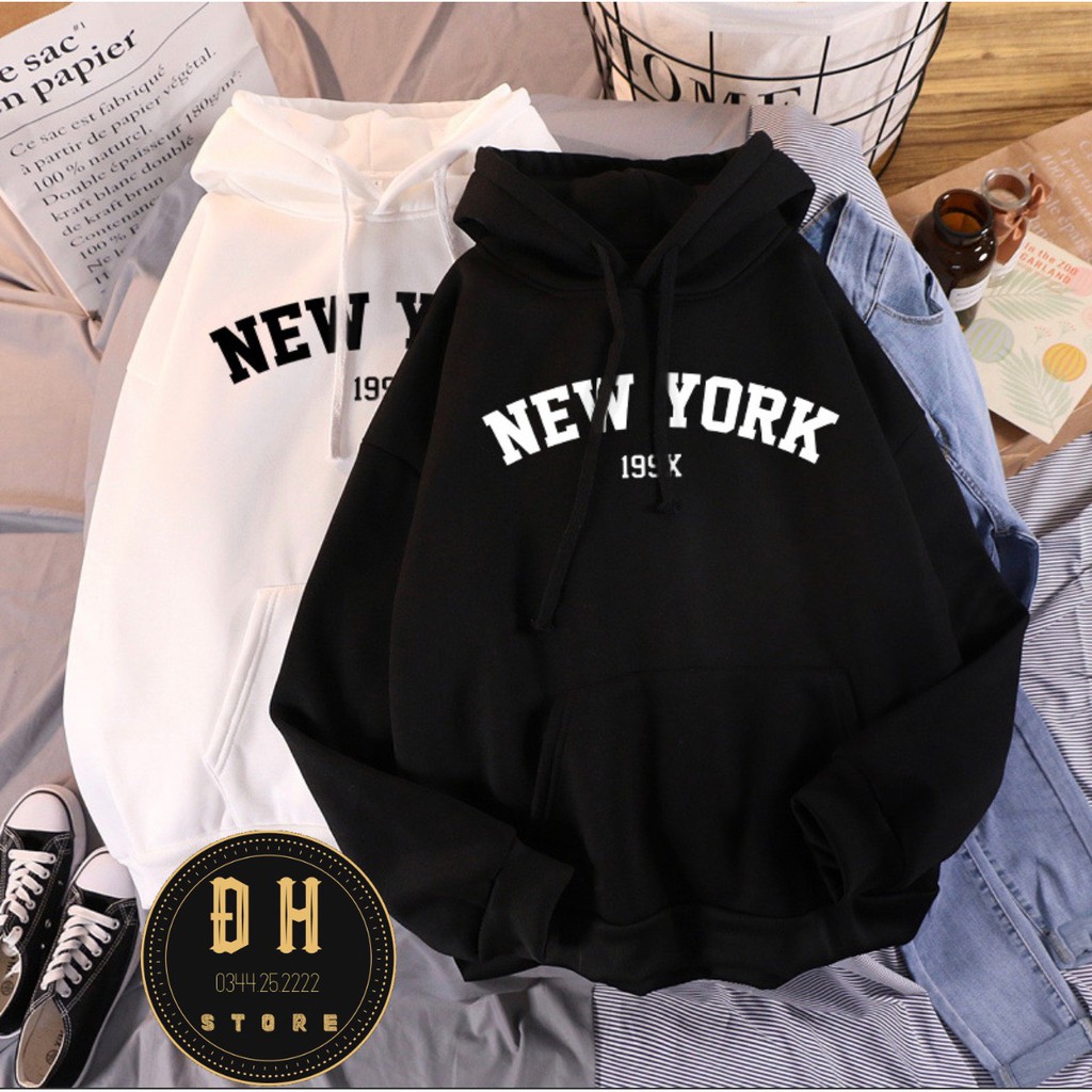 (Mẫu Mới 2021) Áo Hoodie NEW YORK Có Mũ Nam Nữ Chất Nỉ Bông Dày Dặn Form Rộng Unisex- Áo Nỉ Nam Nữ Ulzzang Hoạ Tiết | BigBuy360 - bigbuy360.vn