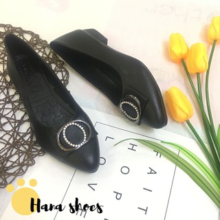 Hình Thật - Giày búp bê nữ da mềm đính nơ xinh xắn