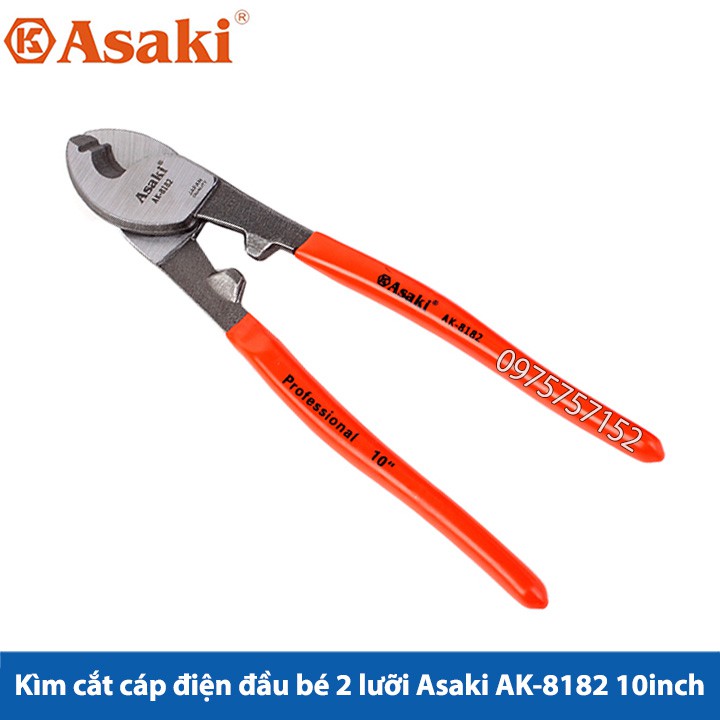 Kìm cắt cáp điện đầu bé 2 lưỡi Asaki AK-8182 10inch