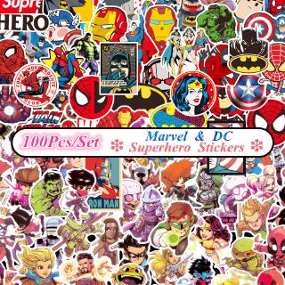Bộ 100 miếng sticker siêu anh hùng Marvel & DC DIY trang trí chống thấm